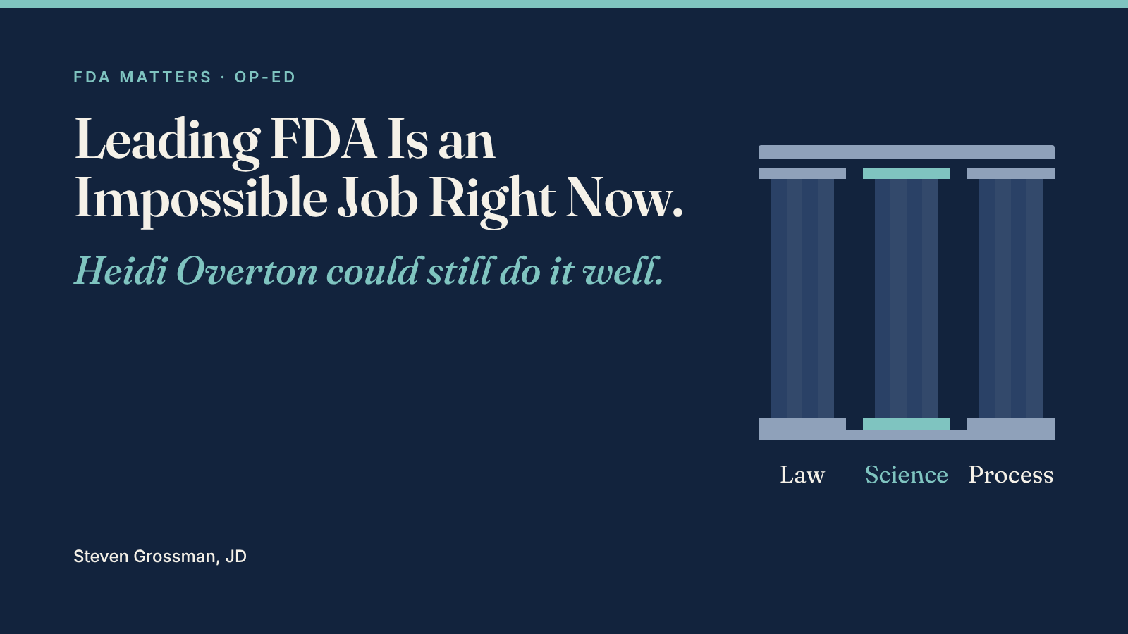 Leading FDA Is an Impossible Job Right Now. Heidi Overton Could Still Do It Well.